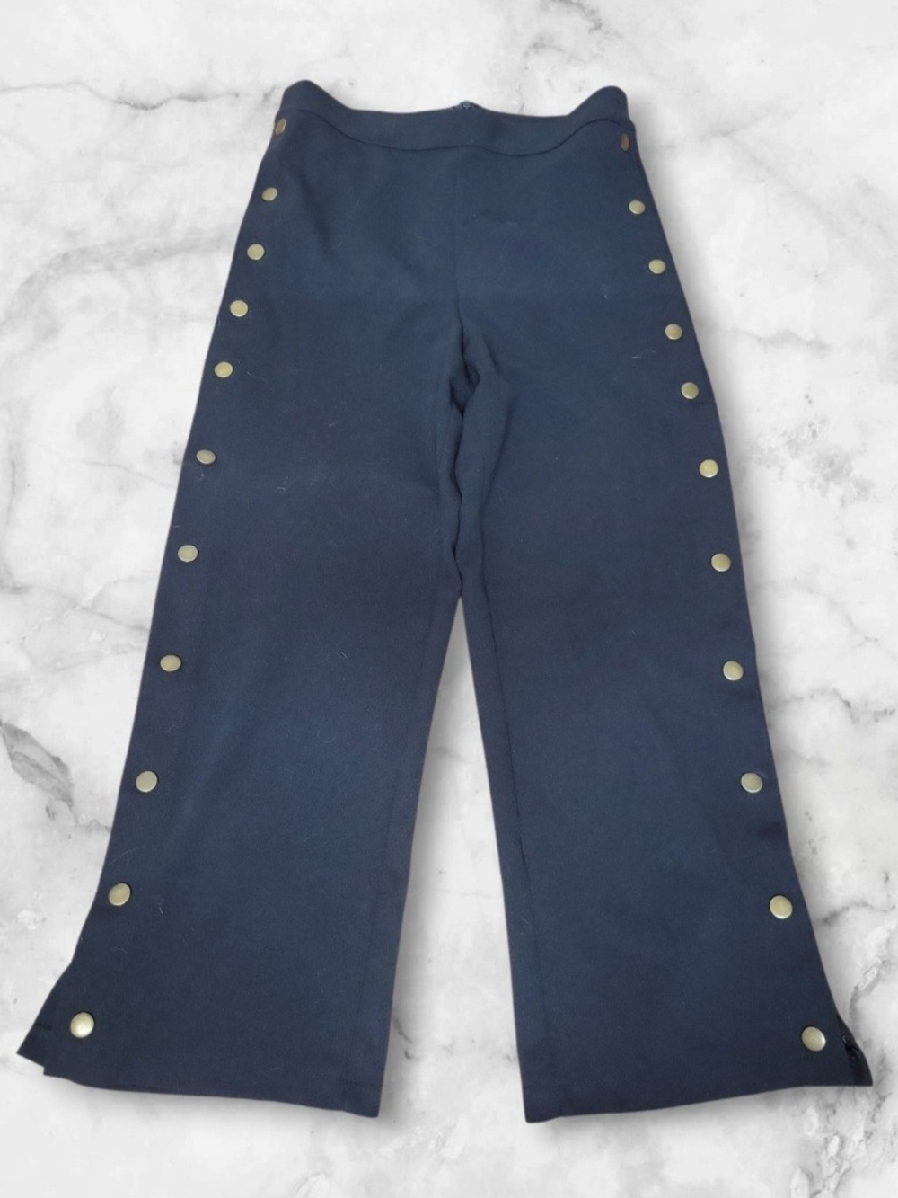 SHEIN Wide-Leg Snap-Trim Cropped Pants